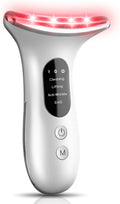 Electric Face Massager, Anti-Wrinkle Device with 4 Modes, Vibration Facial Neck Massager, Skin Rejuvenation Device with Thermal, Triple Action LED, Anti-Aging Neck Eye Massager for Skin Care