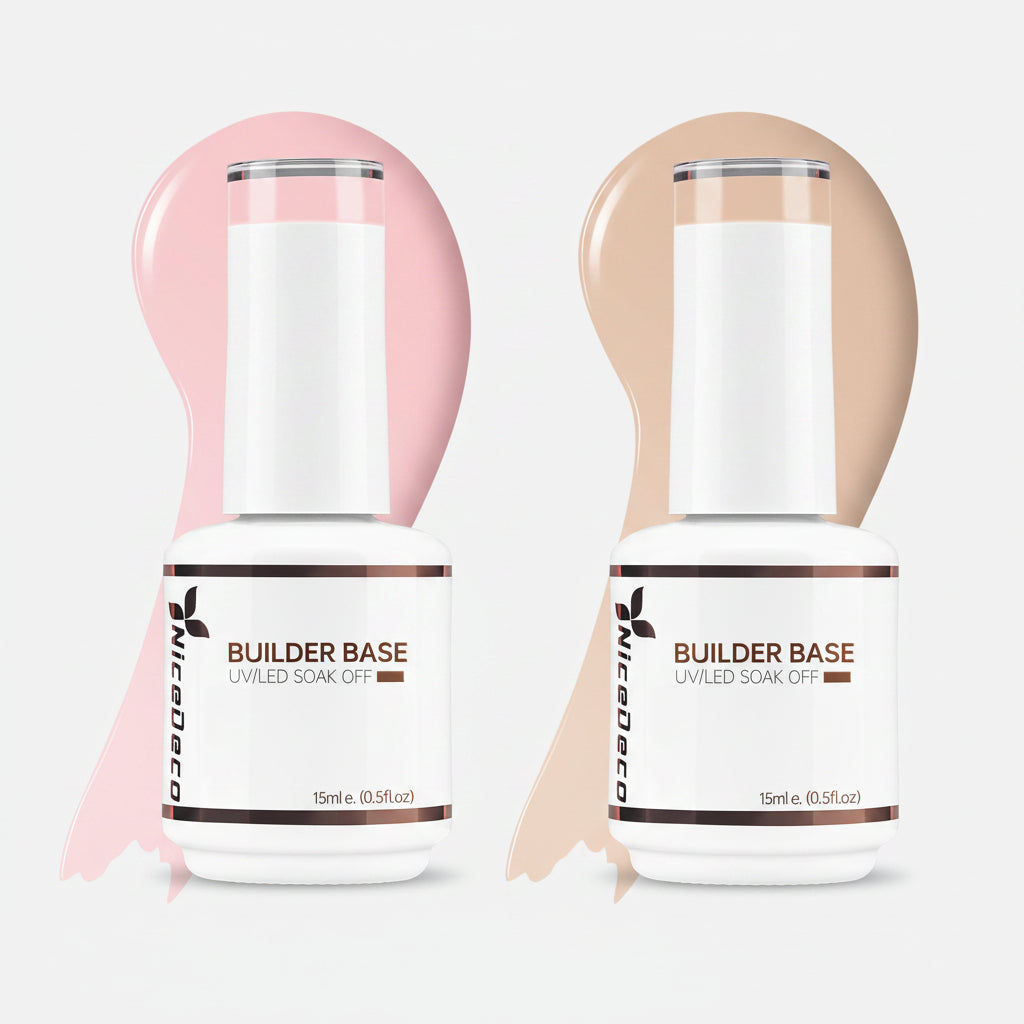 Nicedecco Hema Free Builder Base Gel Nail Polish 2X15Ml Cruelty Vegan Nude Pink Soak off LED UV Gel Nail Kit Manicure