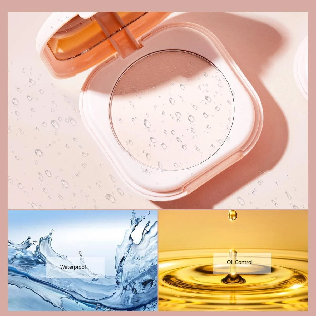 Setting Powder Oil Control Makeup Setting Brightening Skin Tone Setting Powder with Mirror Compact Portable Makeup Powder