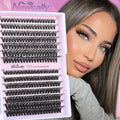 Fluffy Cluster Lashes Kit Wispy Individual Eyelashes Kit Volume 280 Pcs Eyelash Extension Kit D Curl Cluster Lashes Extension 9-16MM Lash Bond and Seal Tweezers by (50D+60D, 0.07D)