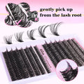 Fluffy Cluster Lashes Kit Wispy Individual Eyelashes Kit Volume 280 Pcs Eyelash Extension Kit D Curl Cluster Lashes Extension 9-16MM Lash Bond and Seal Tweezers by (50D+60D, 0.07D)