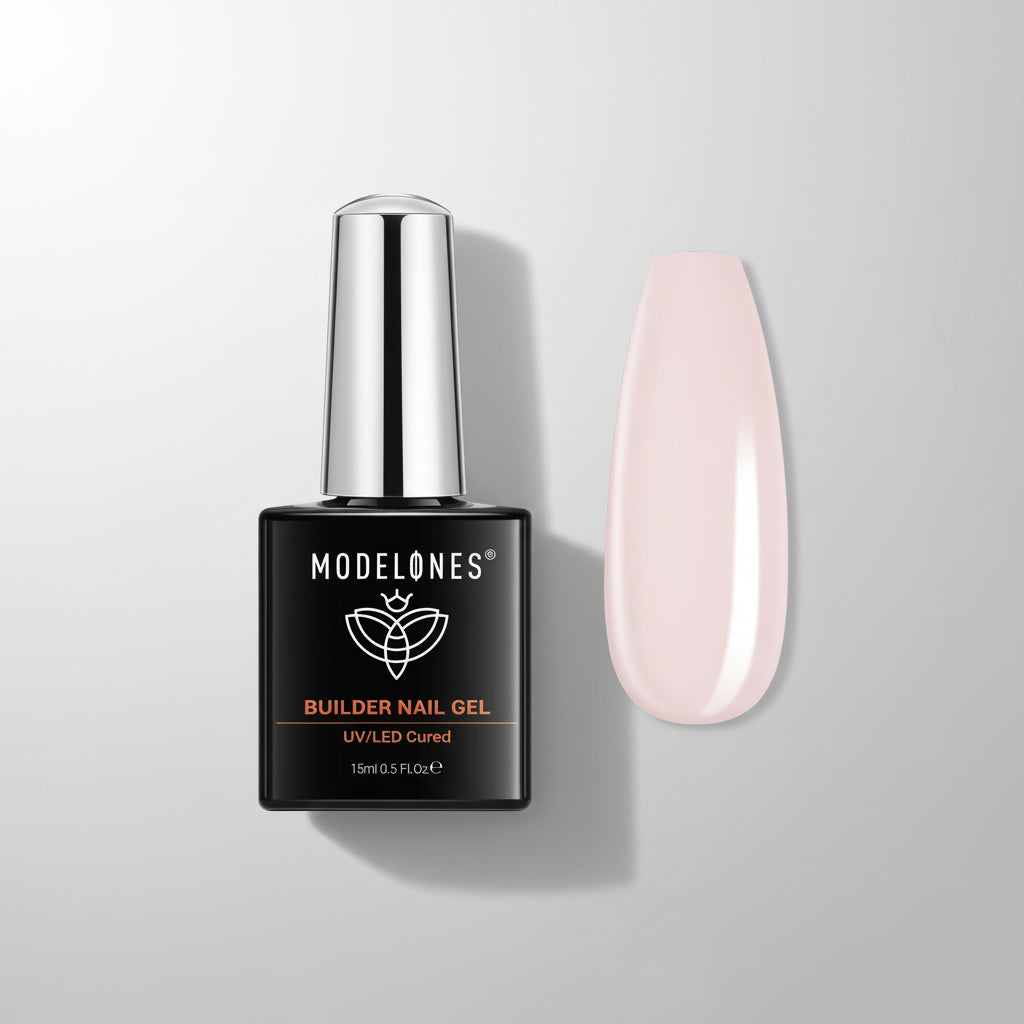 Gel Nail Polish Builder Nail Gel, 8-In-1 Nude Pink Builder Gel, Hard Gel Builder for Nails Strengthener Extension Gel Base Coat Rhinestone False Nail Tips Glue Gel in a Bottle 15ML Hard Gel