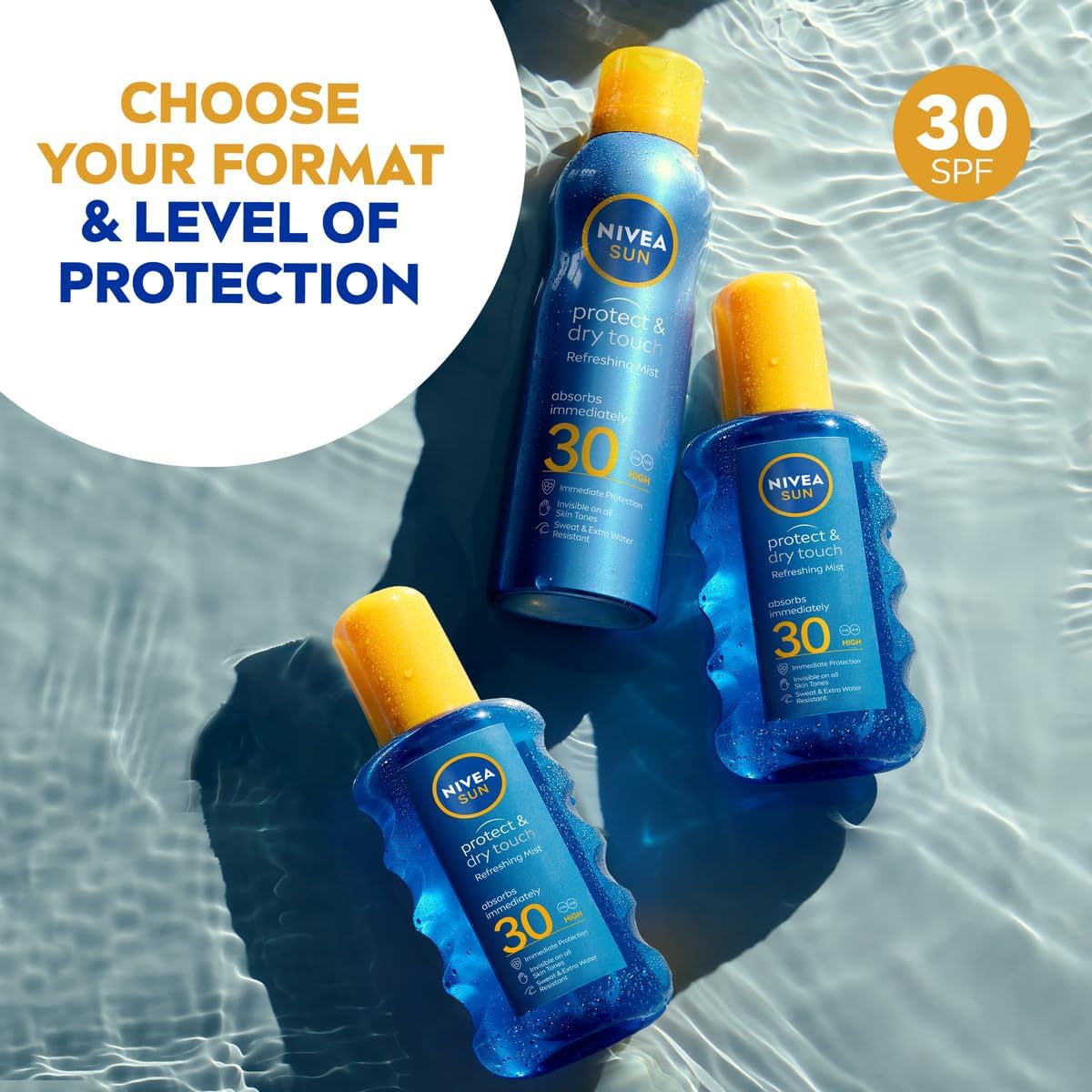 Protect & Dry Touch Invisible Sun Spray SPF 30 (200 Ml), Water-Resistant Sun Oil, Immediate Protection against UVA & UVB Rays, Transparent/No White Marks
