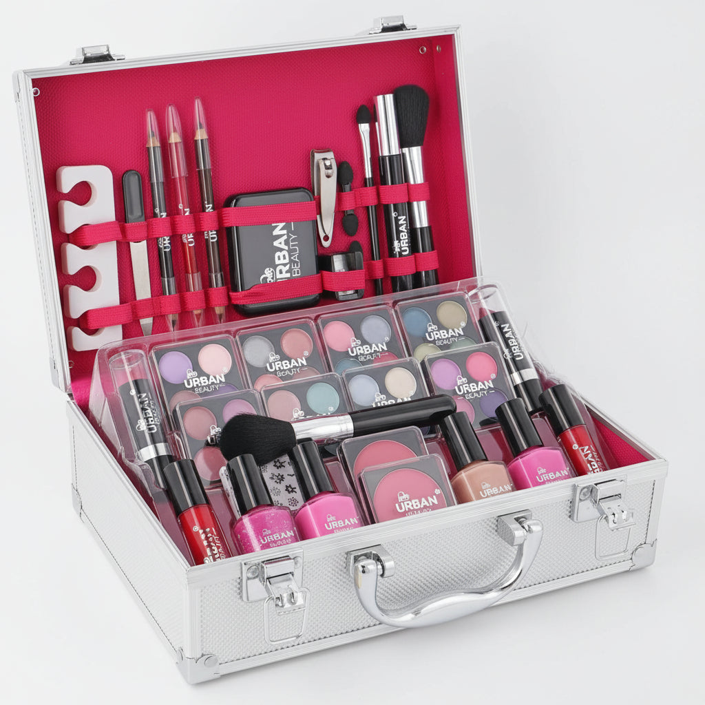Dazzling Makeup Case – 60-Piece Vegan Makeup Set for Teenagers – Elegant Silver Box – Compact and Lightweight Design – Travel-Friendly Women’S Makeup Set