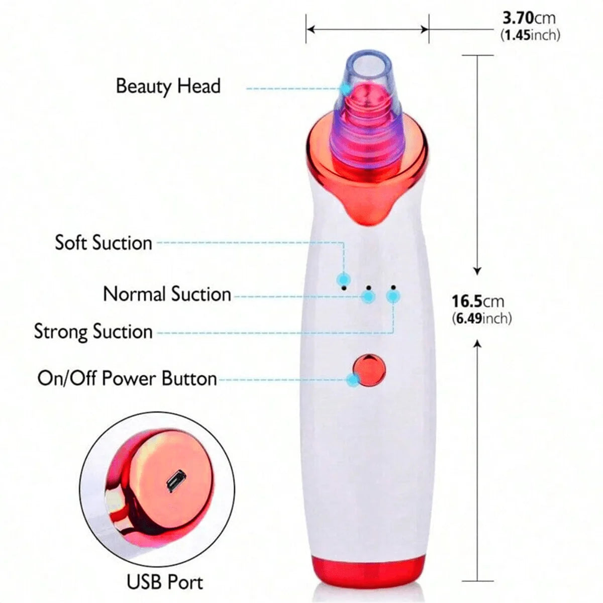 2026 Blackhead Remover Pimple Acne Removal Blackhead Vacuum Tool Skin Care Pore Cleaner Rechargeable