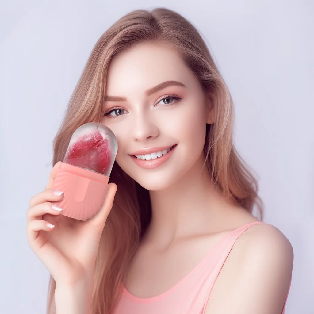 Ice Face Roller Ice Cube Beauty Massage Silicone Ice Mold for Eye Puffiness Ice Facial Roller Shrink Pores Multifunctional Mold