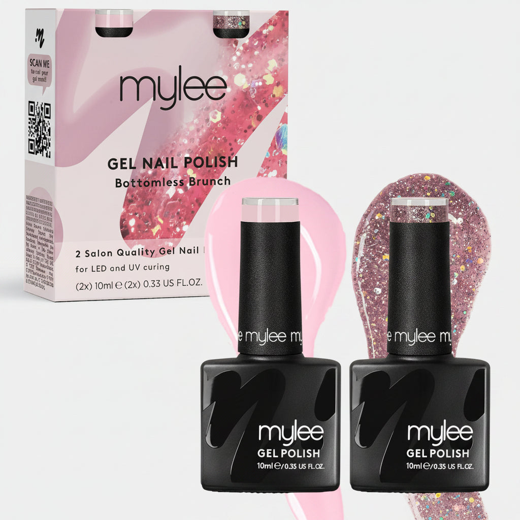 Gel Nail Polish Duo Colour Set 2X10Ml [Bottomless Brunch] UV/LED Soak-Off Nail Art Manicure Pedicure for Professional, Salon & Home Use - Long Lasting & Easy to Apply