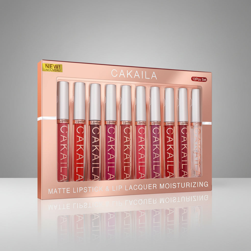 10Pcs/Set Nude Lip Gloss Matte Velvet Lipstick Waterproof Long-Lasting Liquid Lipstick Women Moist Lip Tint