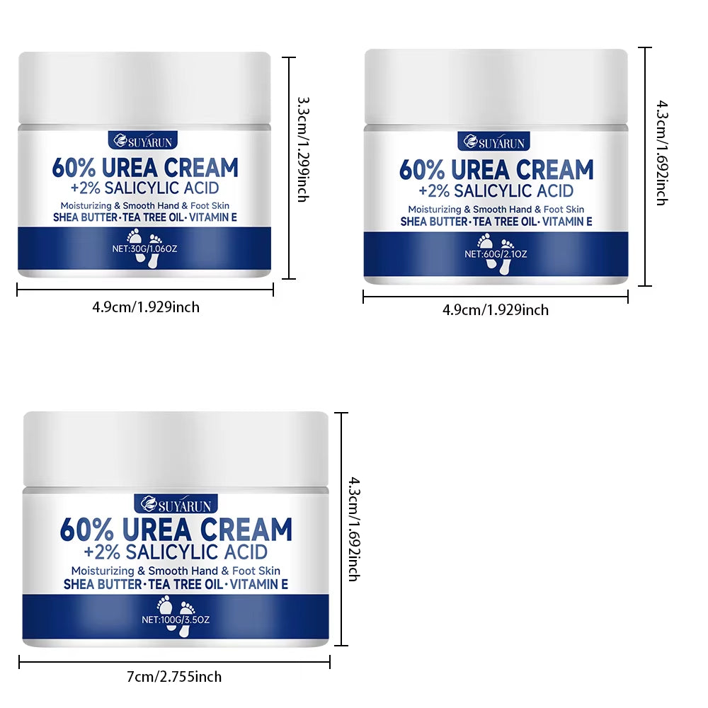 60% Urea Foot Cream for Cracked Heels & Dry Skin - Intensive Moisturizing Treatment, Callus Remover, Diabetic Foot Care.