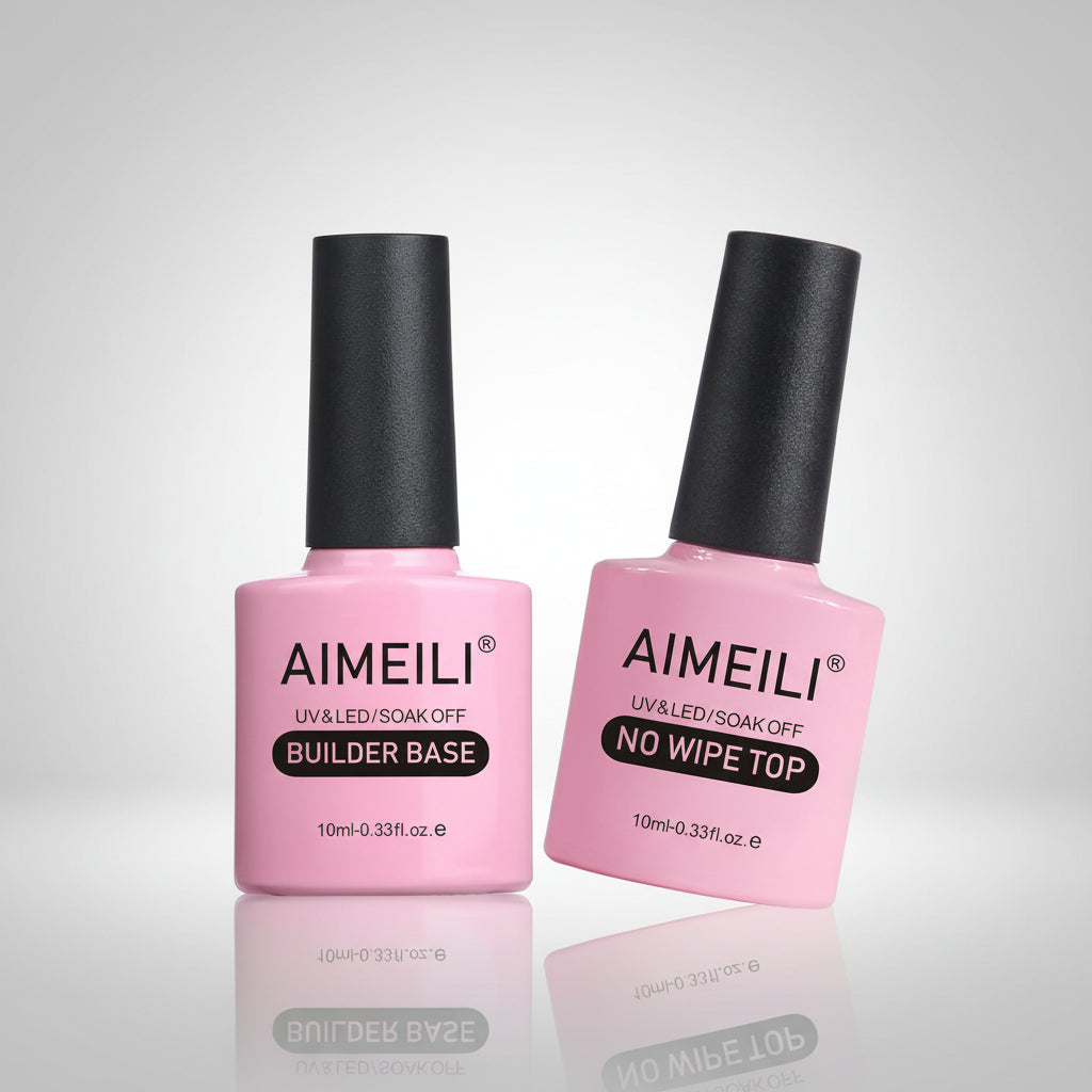 7 in 1 Builder Base and No Wipe Top Coat, Strengthening Gel UV LED Nails Extension Gel Polish, Nail Repair Nail Strengthen Quick Extension Gel 2X10Ml