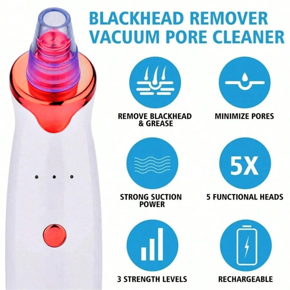 2026 Blackhead Remover Pimple Acne Removal Blackhead Vacuum Tool Skin Care Pore Cleaner Rechargeable